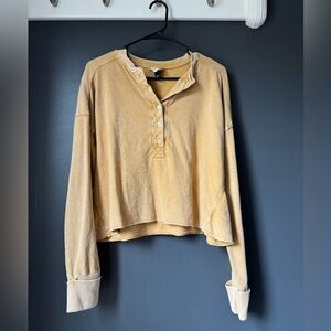 Casual Mustard Yellow Long Sleeve Top